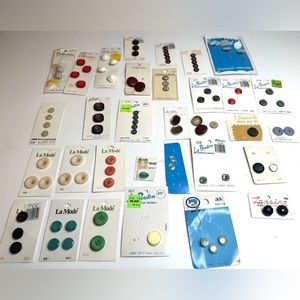 Lot Of Over 90 Vintage Unique Buttons Mix Metal Plastic Large Small Antique